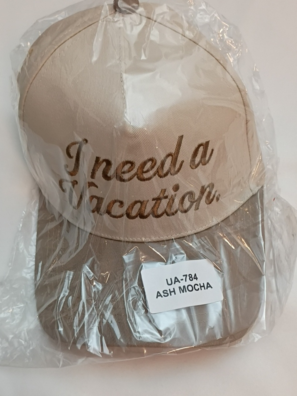 Zenana OSFM Adults I Need a Vacation Ash Mocha Baseball Cap